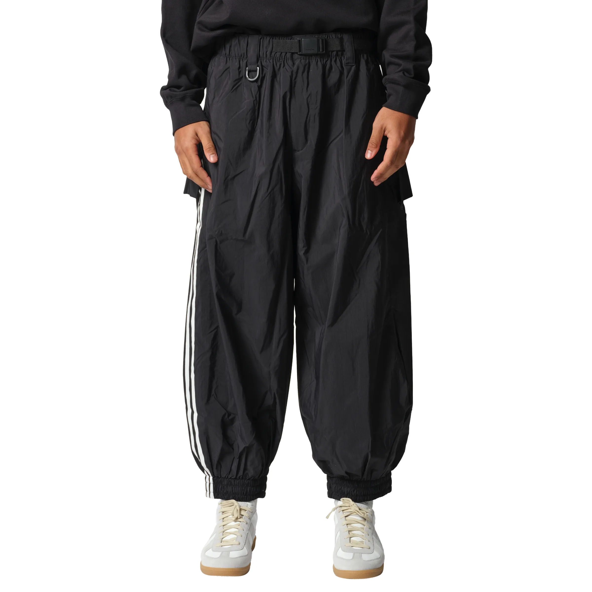 3 Stripe Nylon Pants in Black