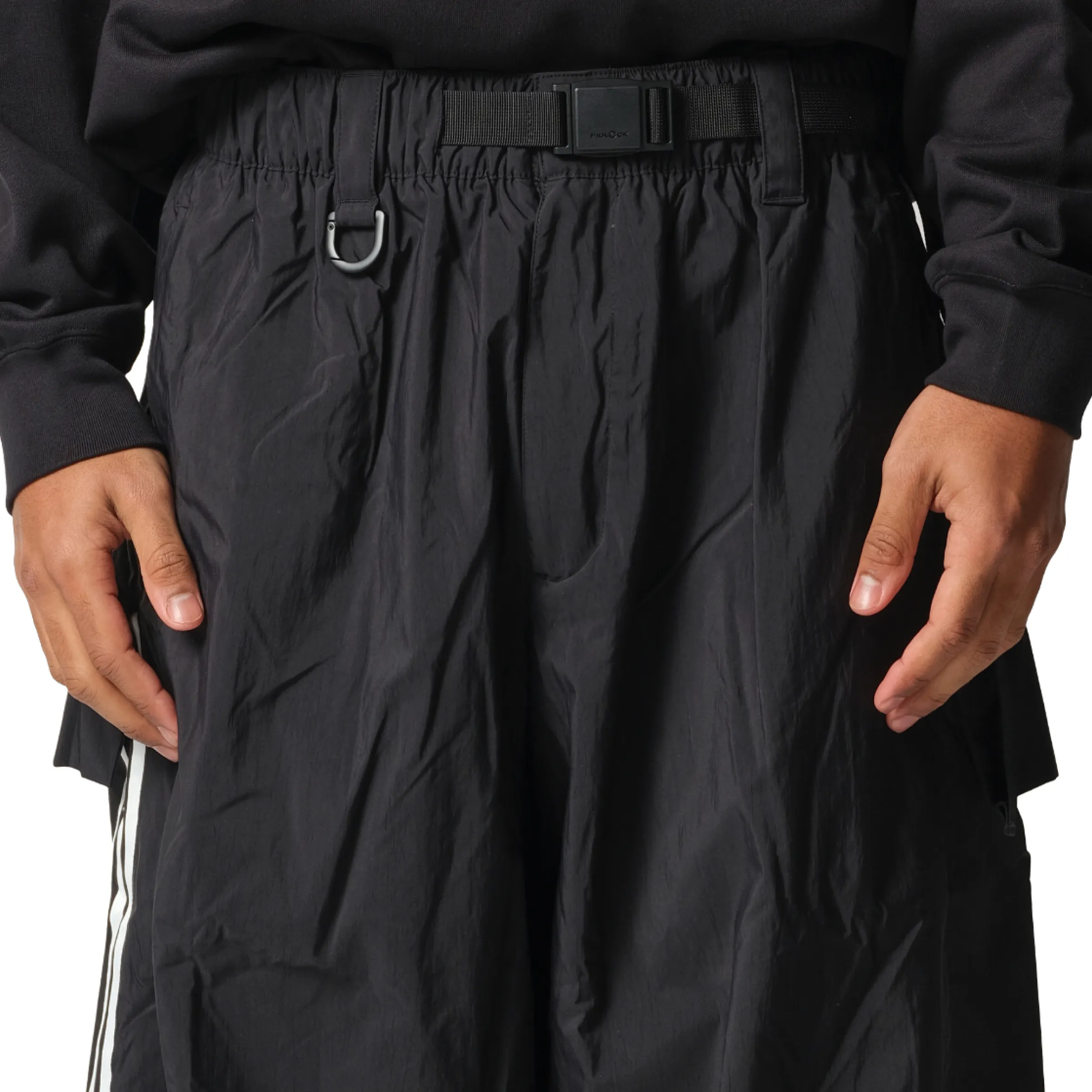 3 Stripe Nylon Pants in Black