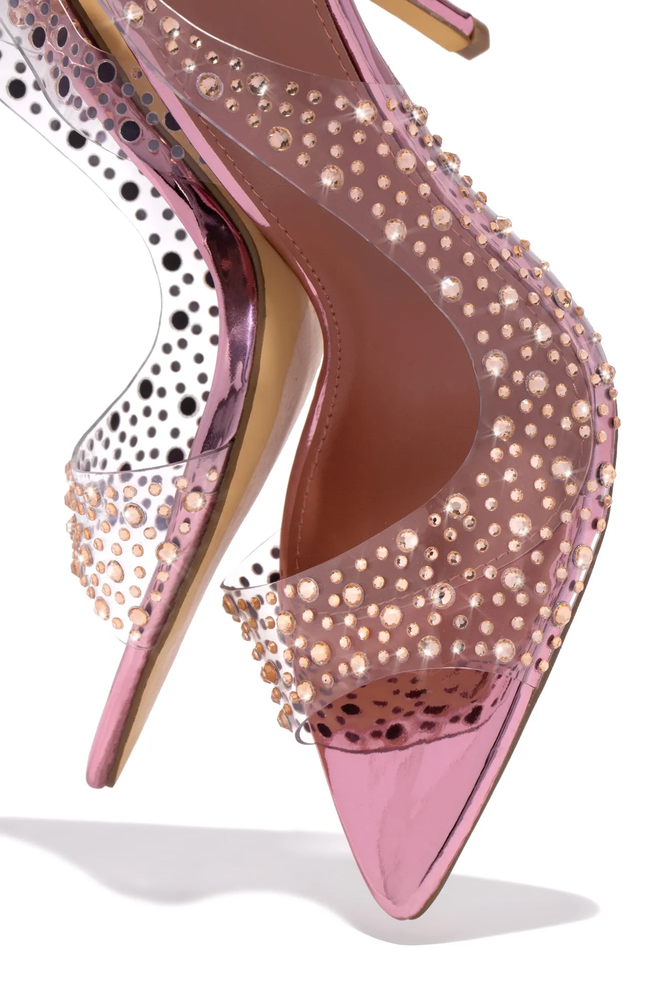 Analezi Embellished Peep Toe Heels - Pink