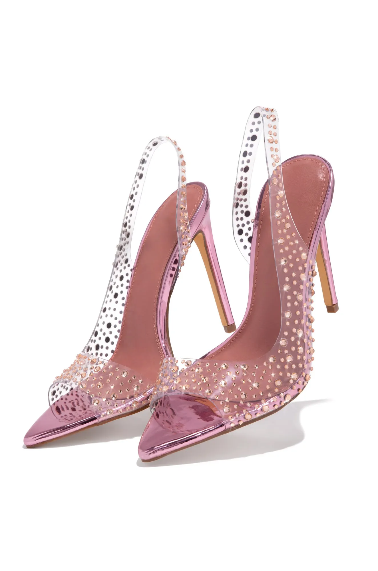 Analezi Embellished Peep Toe Heels - Pink