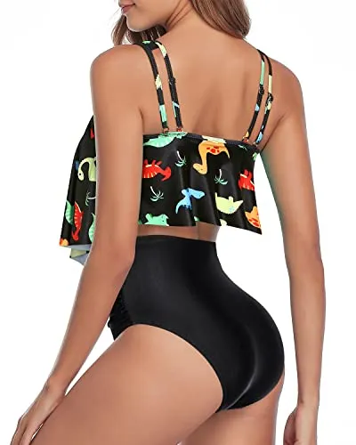 Attractive And Charming Two Piece Bikini For Women-Black Dinosaur