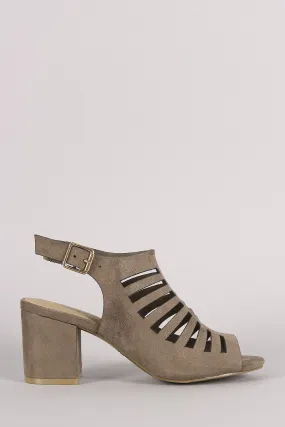 Bamboo Caged Chunky Kitten Heel