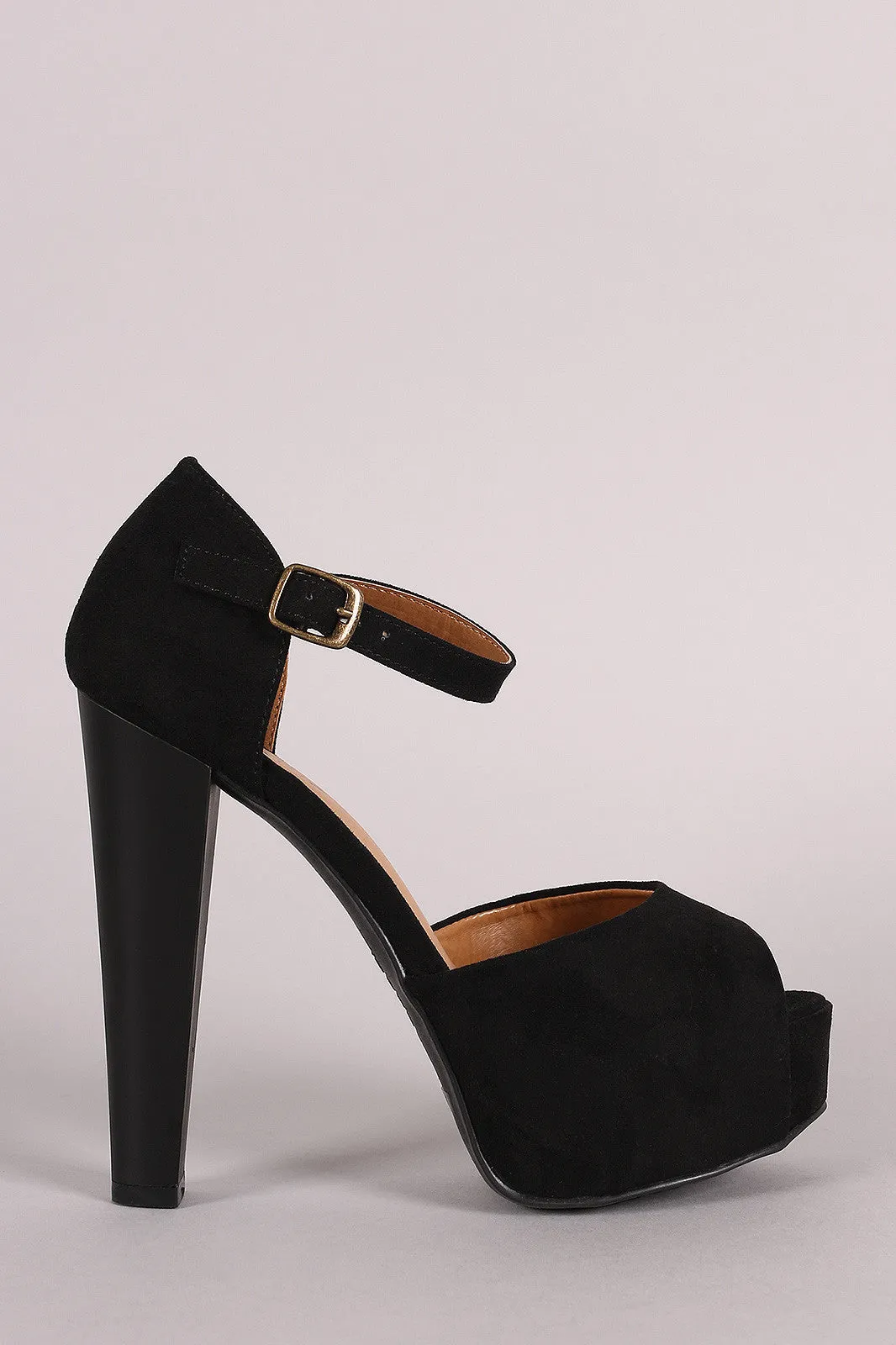 Bamboo Peep-Toe One Band Counter Platform Heel