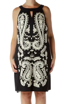 Black Cream Crocheted Shift Dress