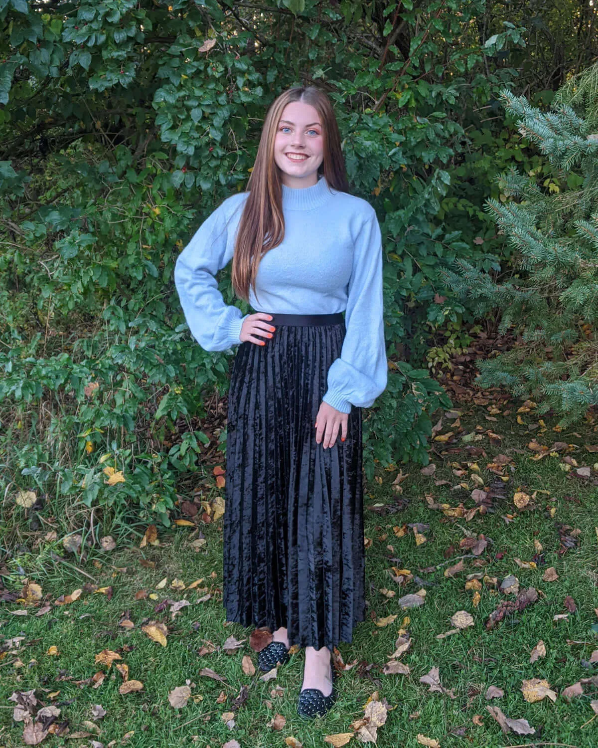 Black Crushed Velvet Monroe Skirt