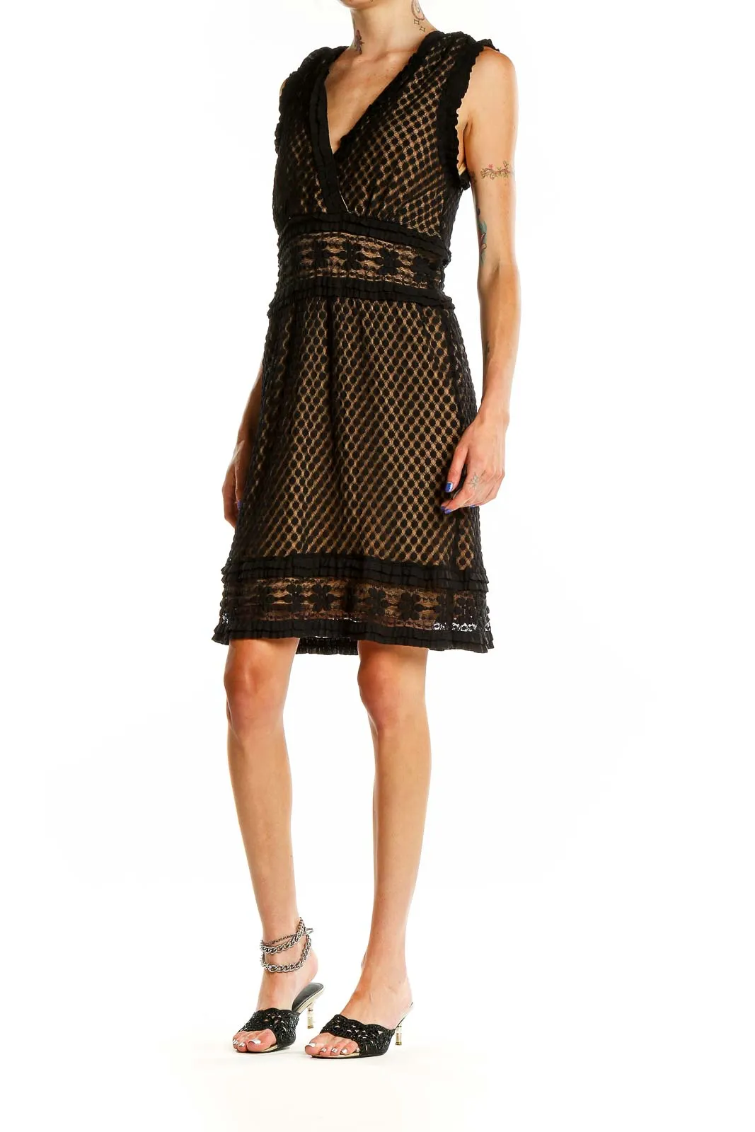 Black Lace Overlay Cocktail Dress