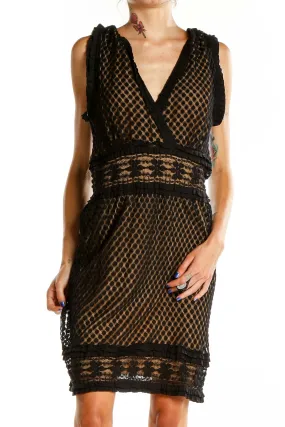 Black Lace Overlay Cocktail Dress