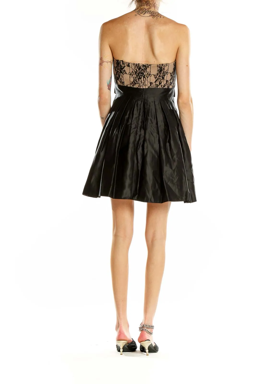 Black Lace Strapless Cocktail Dress