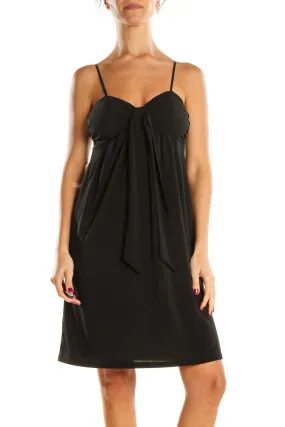 Black Solid Classic A-Line Dress