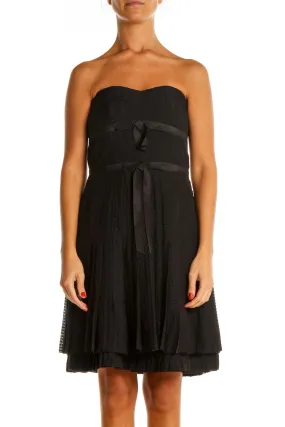 Black Solid Semiformal Fit & Flare Dress