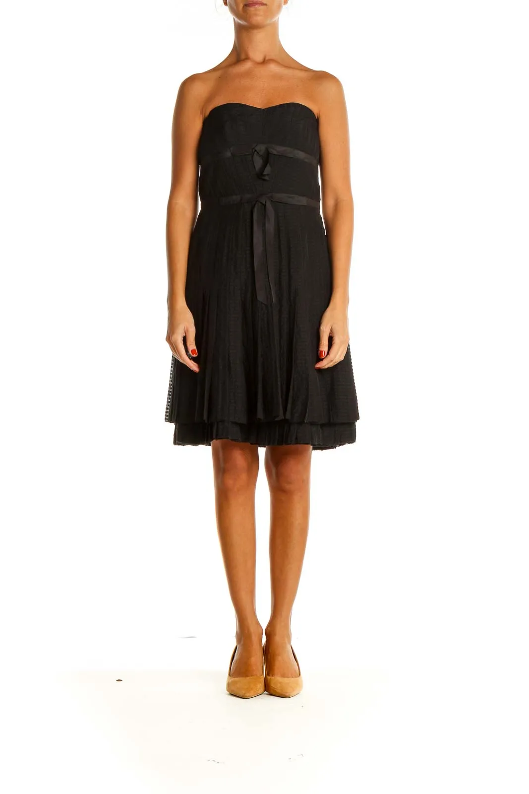 Black Solid Semiformal Fit & Flare Dress