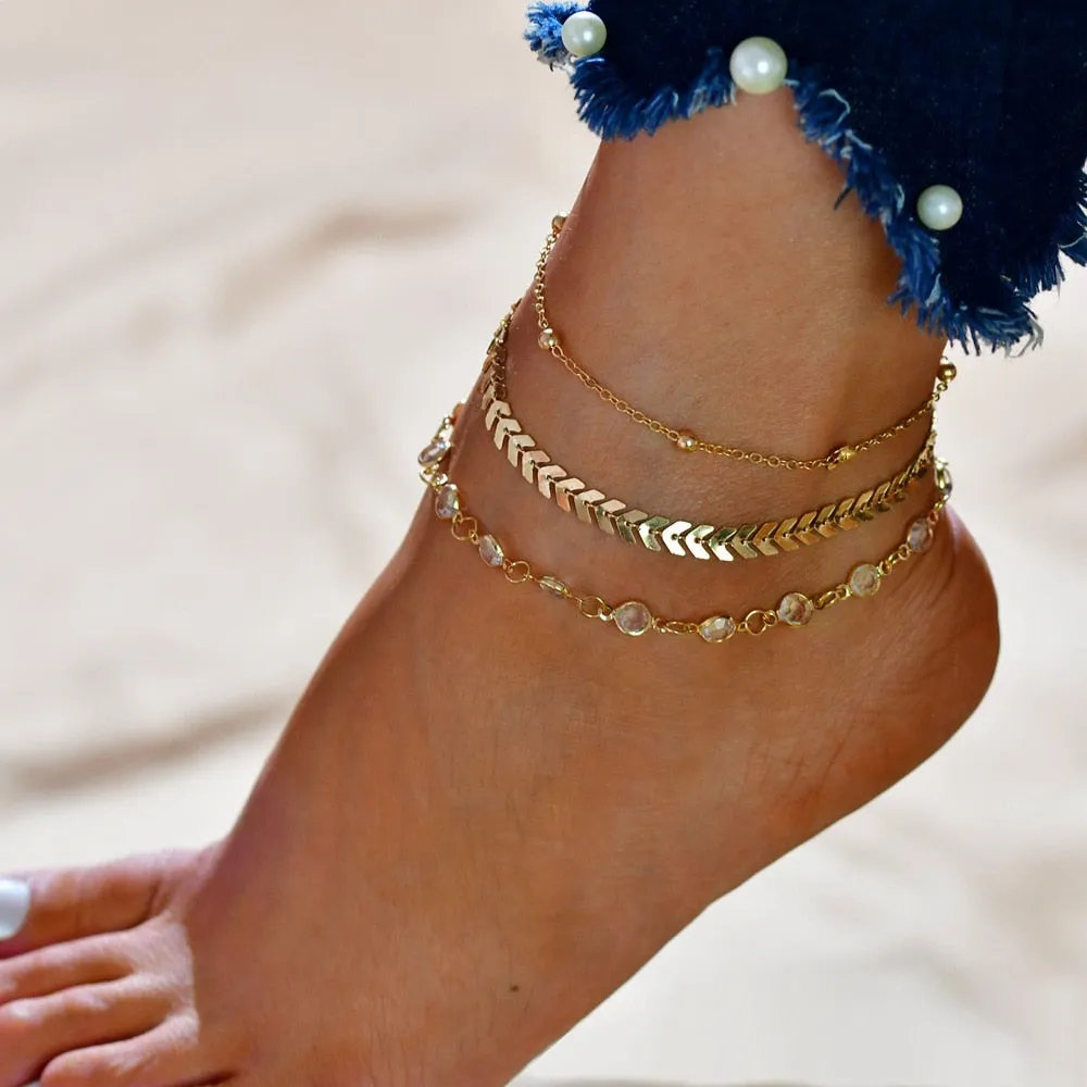 Bohemian Seashell Heart Anklet