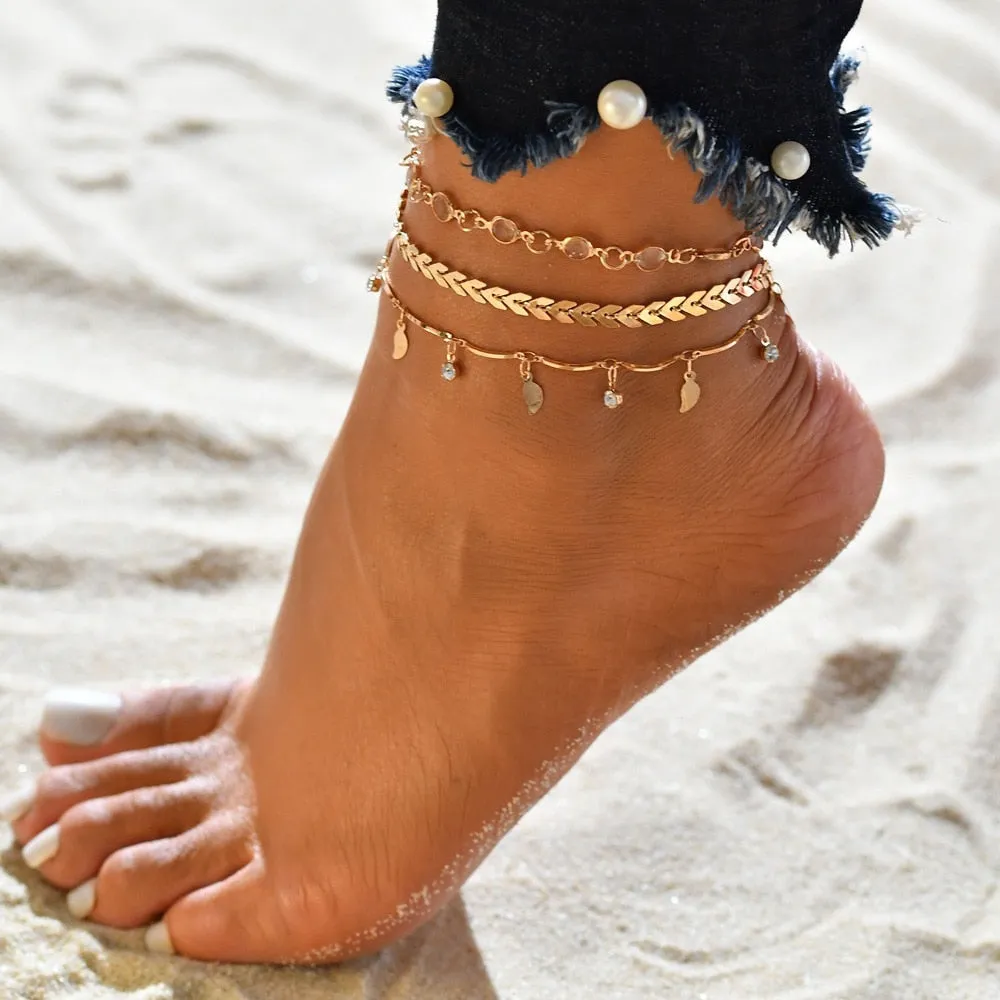 Bohemian Seashell Heart Anklet