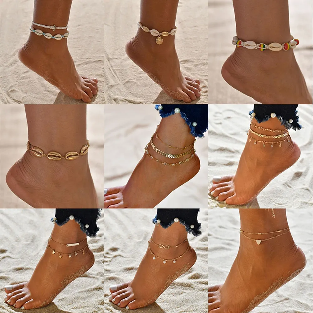 Bohemian Seashell Heart Anklet