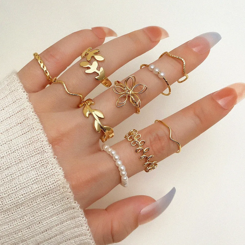 Bohemian Summer Gold Ring Set