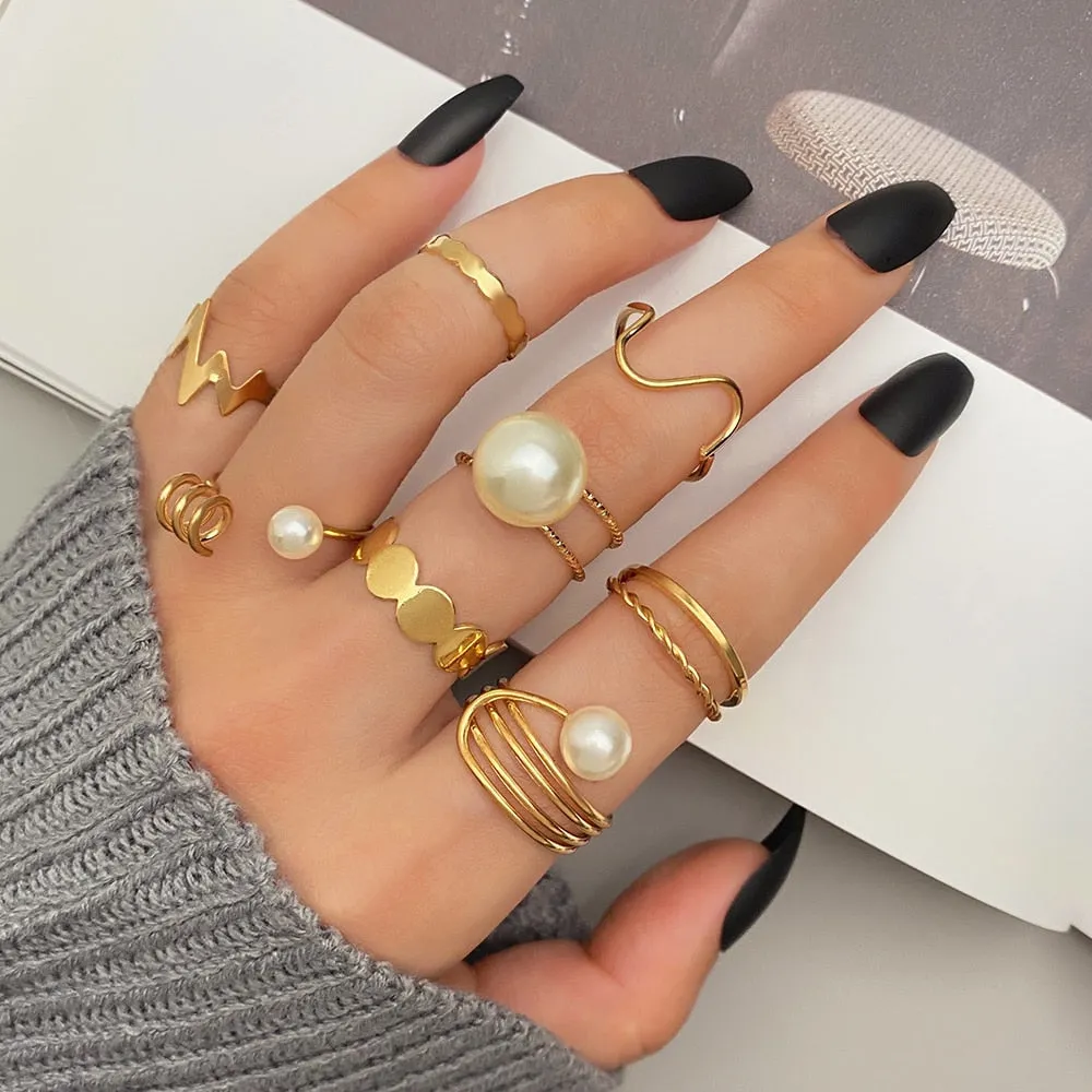 Bohemian Summer Gold Ring Set