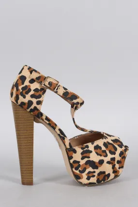 Breckelle Leopard T-Strap Platform Heel