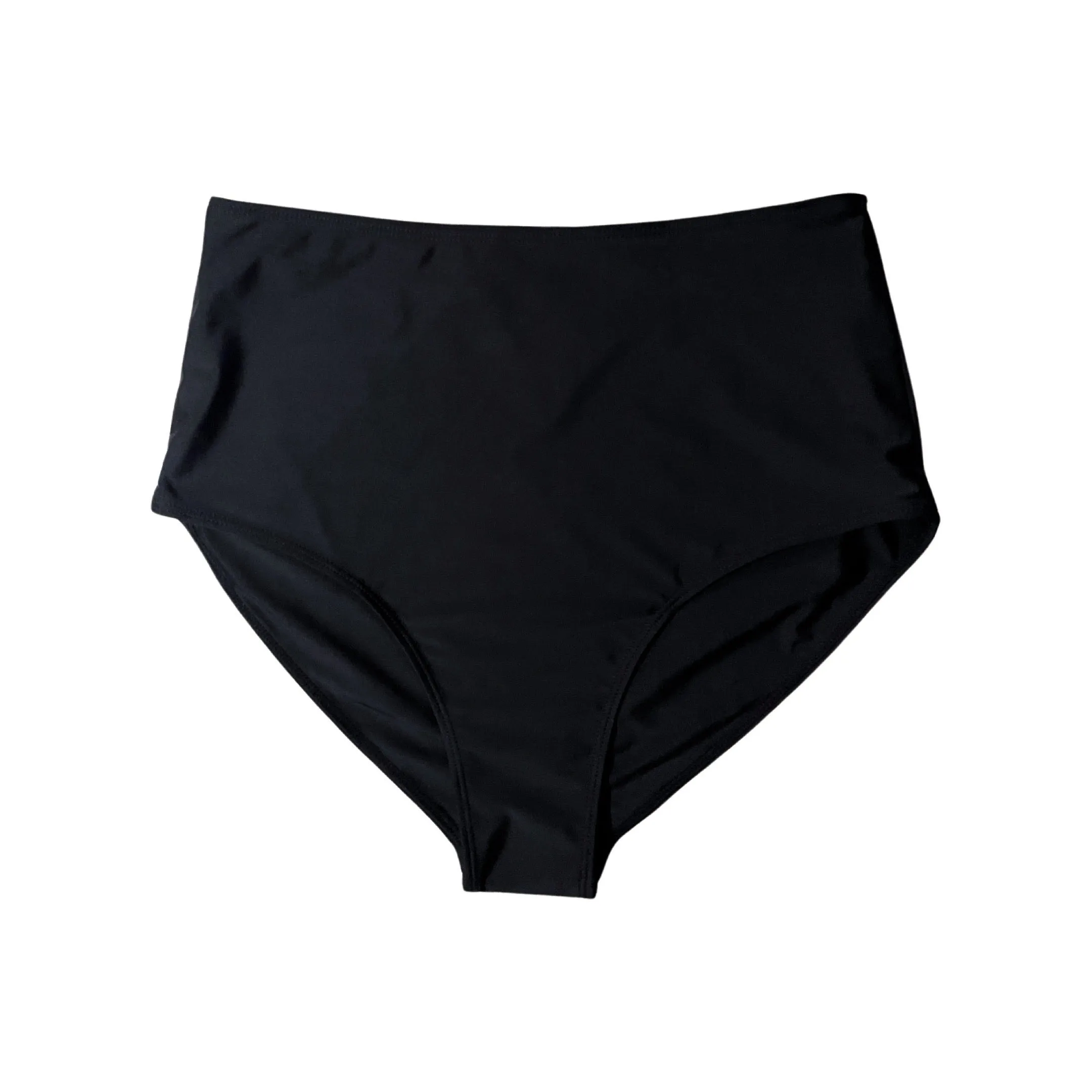 CANCUN FULL COVERAGE HIGH WAISTED BIKINI BOTTOM - LIQUORICE BLACK