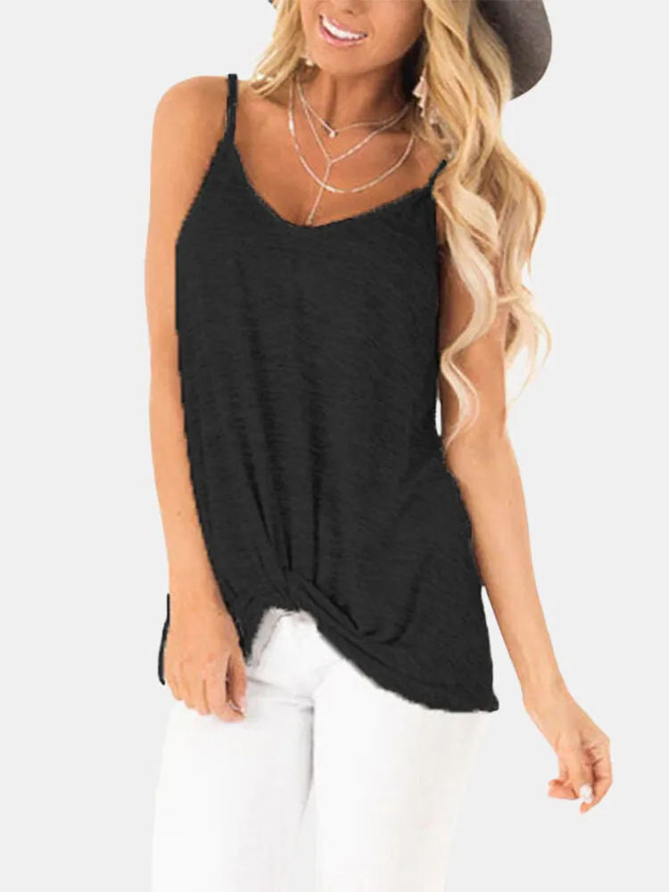 Casual V-neck Sleeveless Straps Camisole Tank Tops