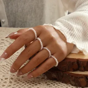 Celestial Pearls Boho Knuckle Rings Set