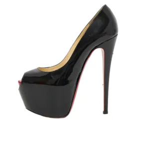 Christian Louboutin Patent Peep toe Heels Black 37