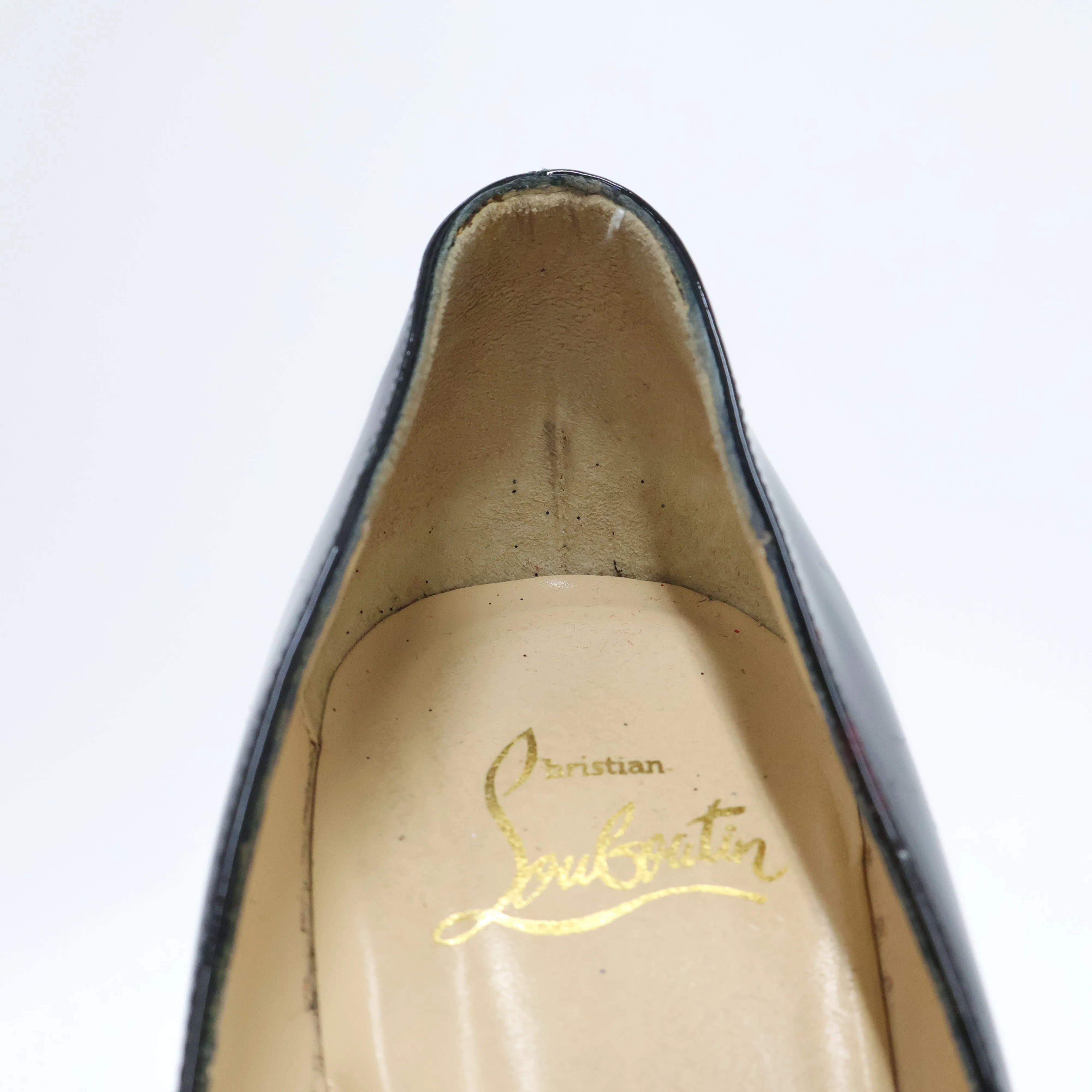 Christian Louboutin Patent Peep toe Heels Black 37