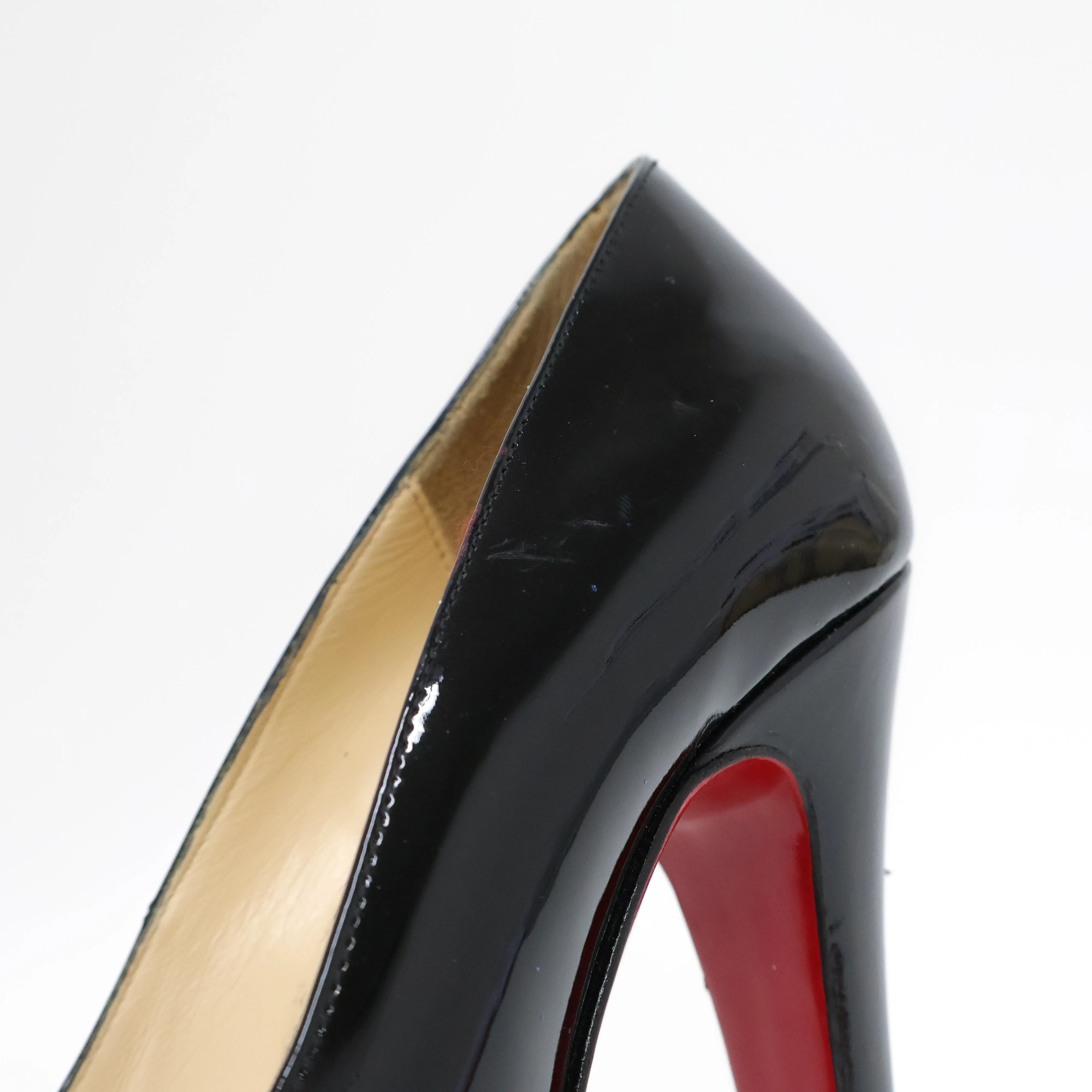 Christian Louboutin Patent Peep toe Heels Black 37