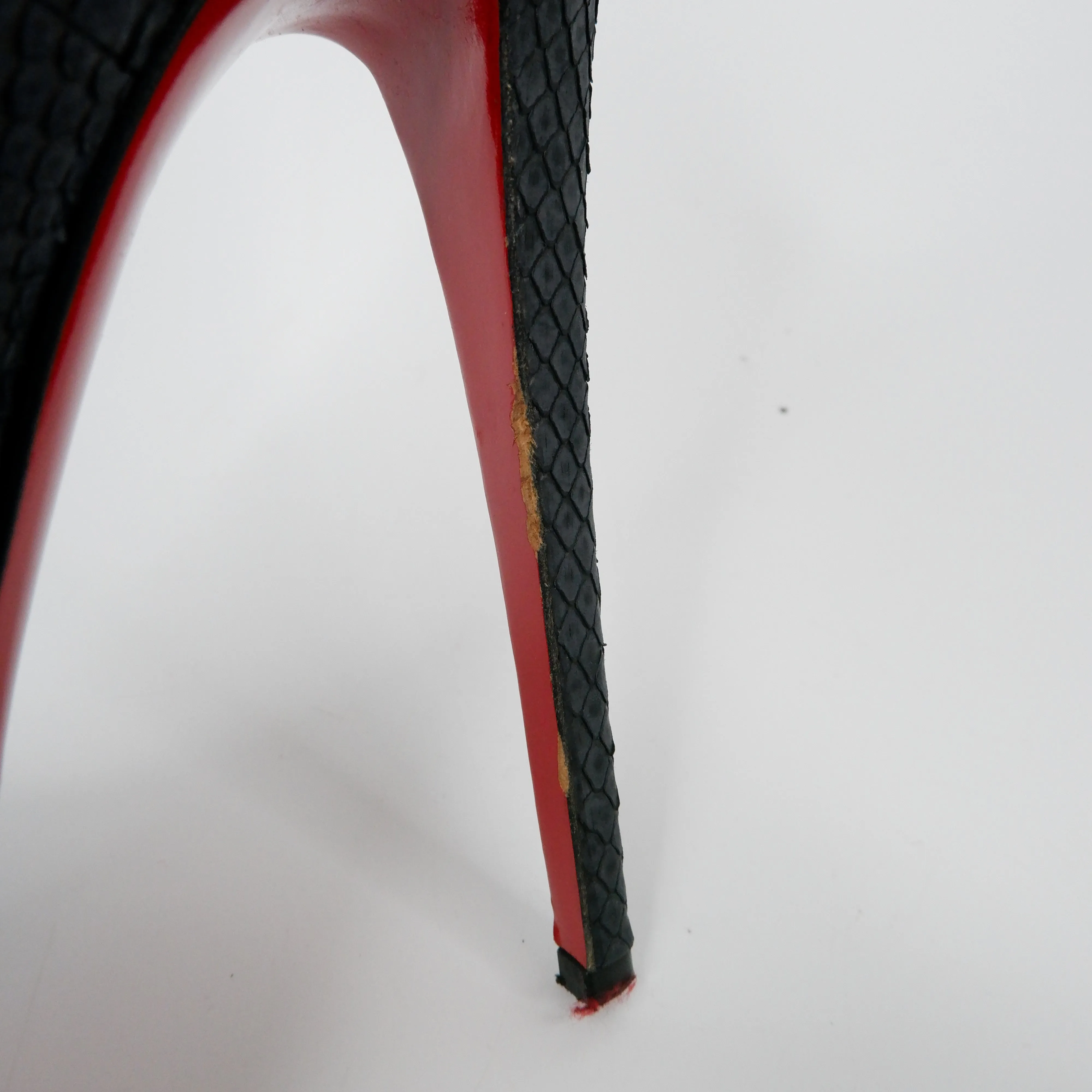 Christian Louboutin Peep Toe Python Black