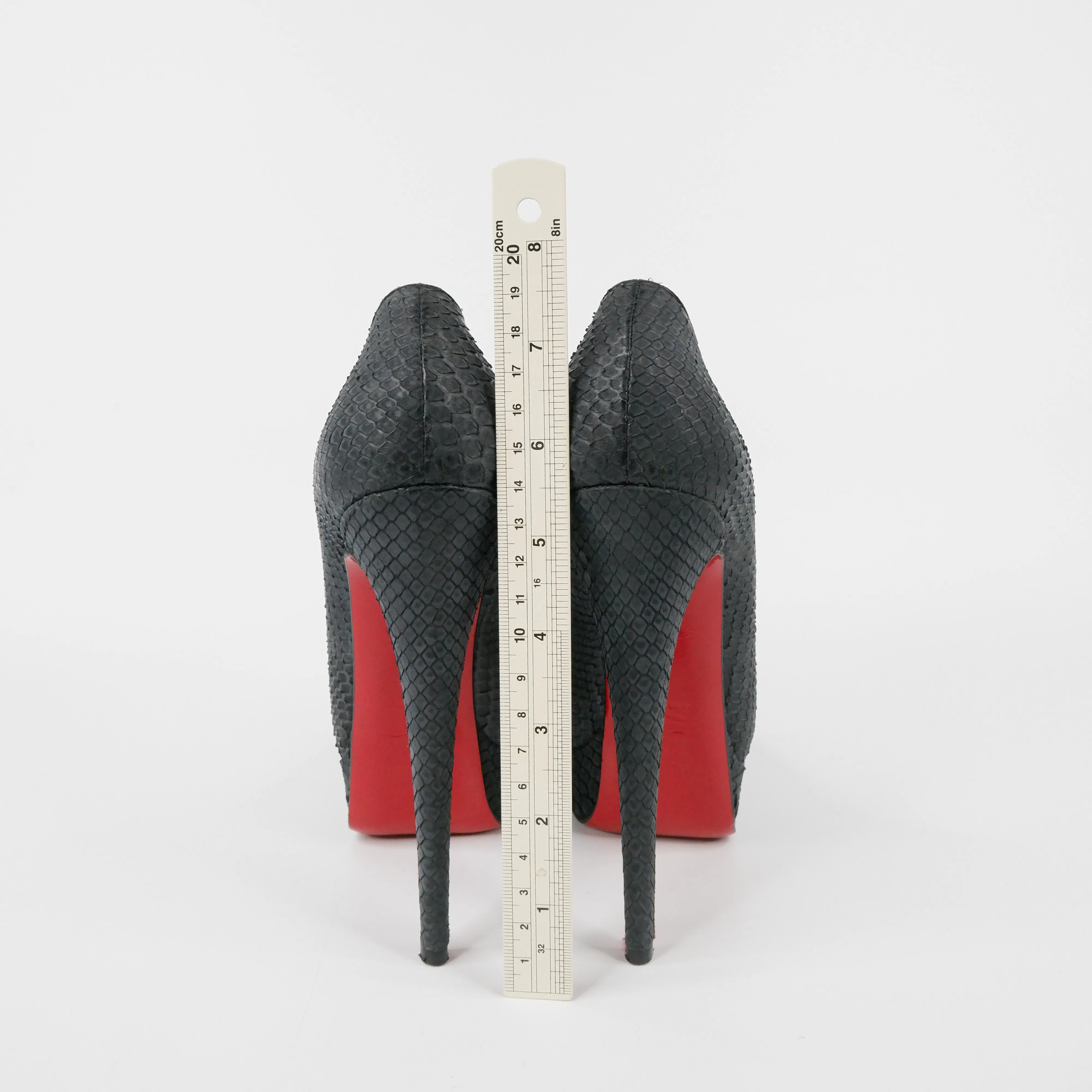 Christian Louboutin Peep Toe Python Black