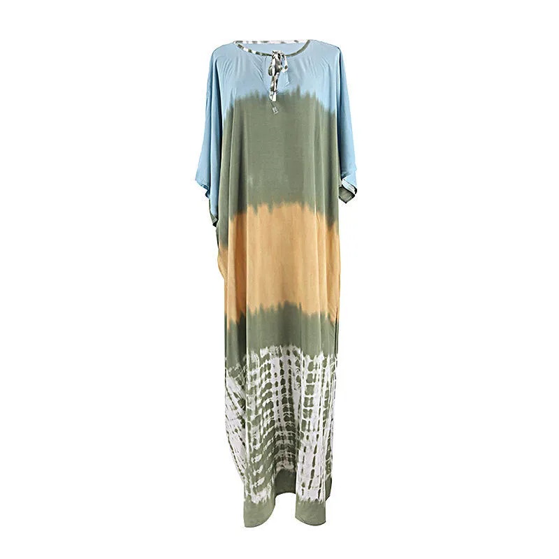 Cotton Tie Dye Boho Loose Long Dress