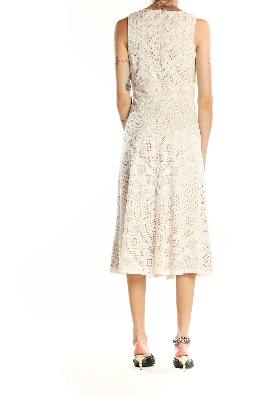 Cream Lace Midi Dress