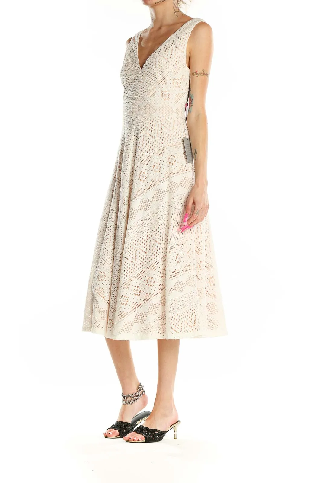 Cream Lace Midi Dress