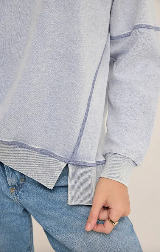 easy v knit denim sweatshirt