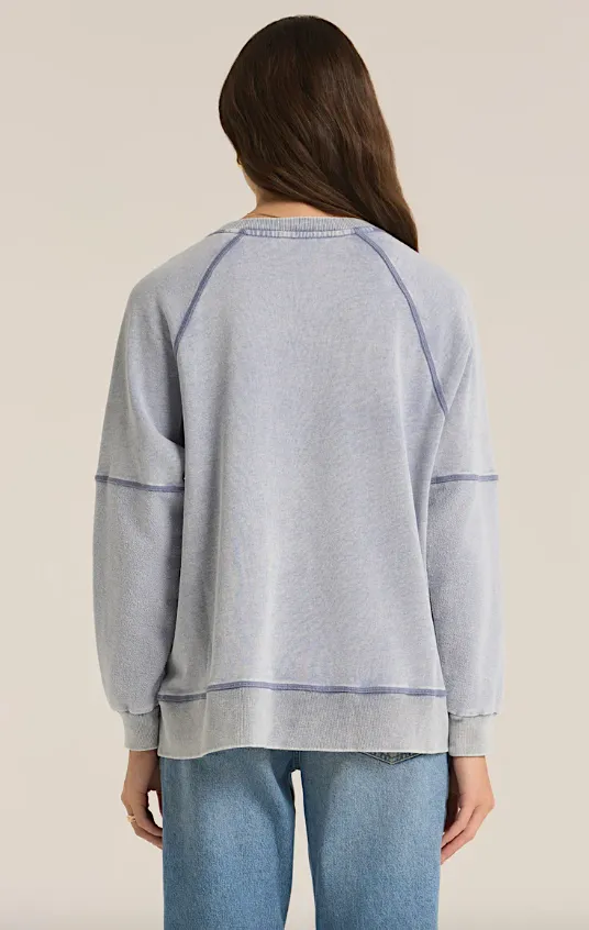 easy v knit denim sweatshirt