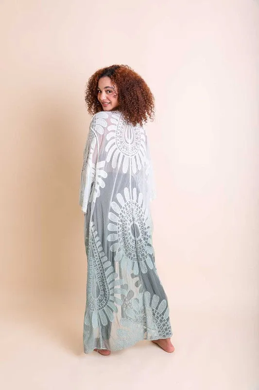 Garden Goddess Flower Mandala Ombre Kimono