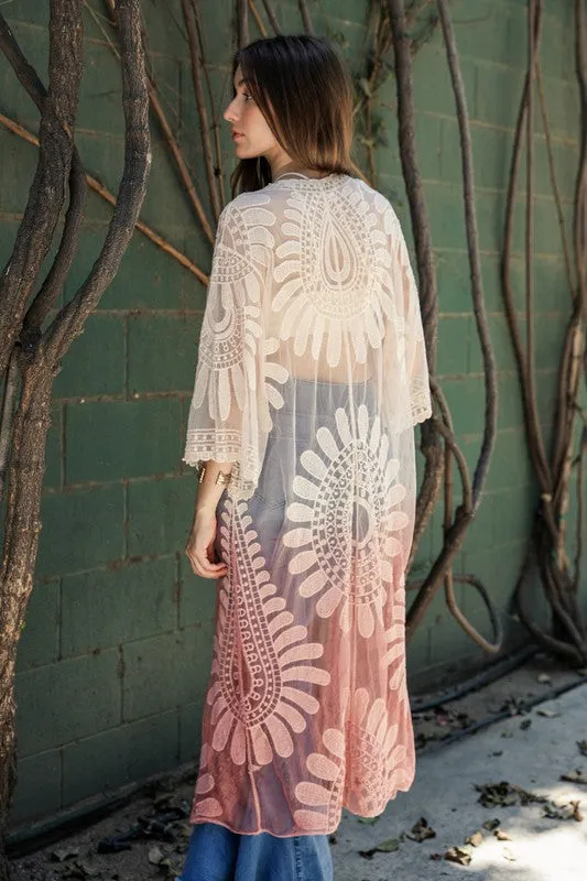 Garden Goddess Flower Mandala Ombre Kimono