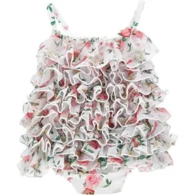 Girls Floral Ruffled Swimsuit