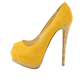 Giuseppe Zanotti Suede Peep Toe Yellow