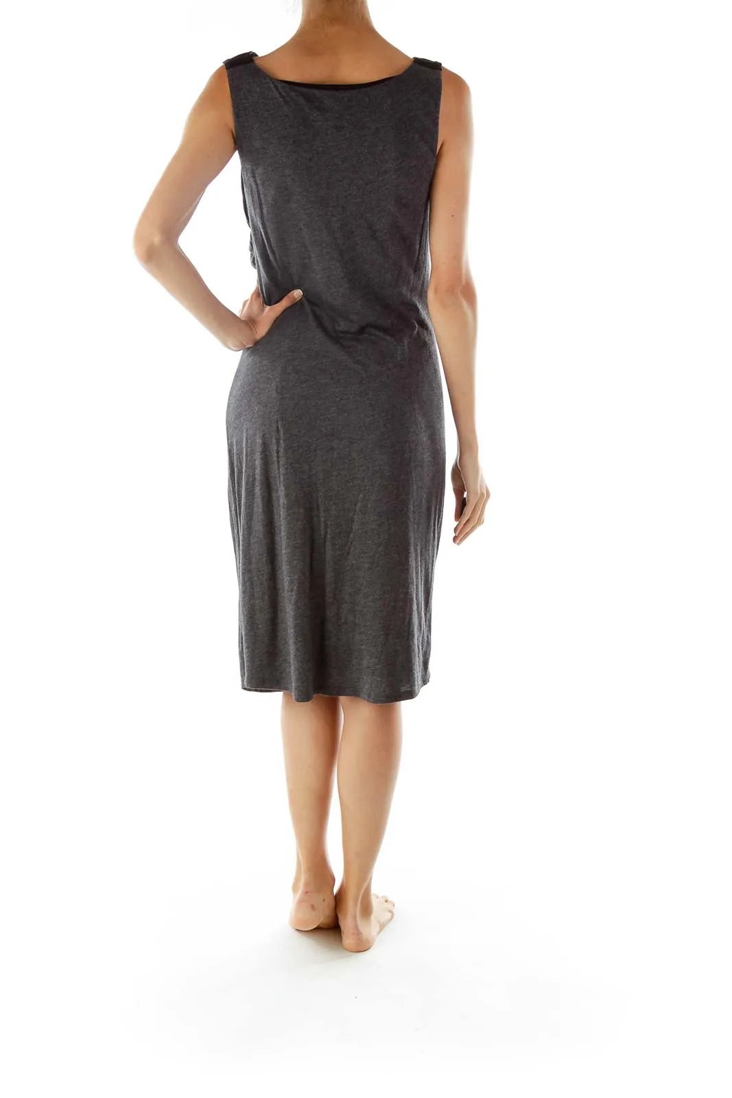 Gray Black Scrunched Cocktail Dress