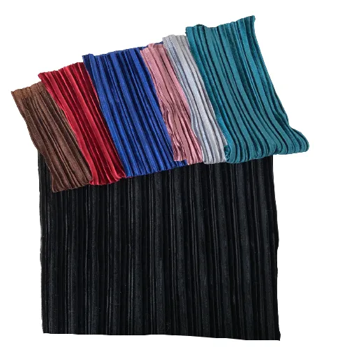 Gray Pleated Stretch Velvet Fabric