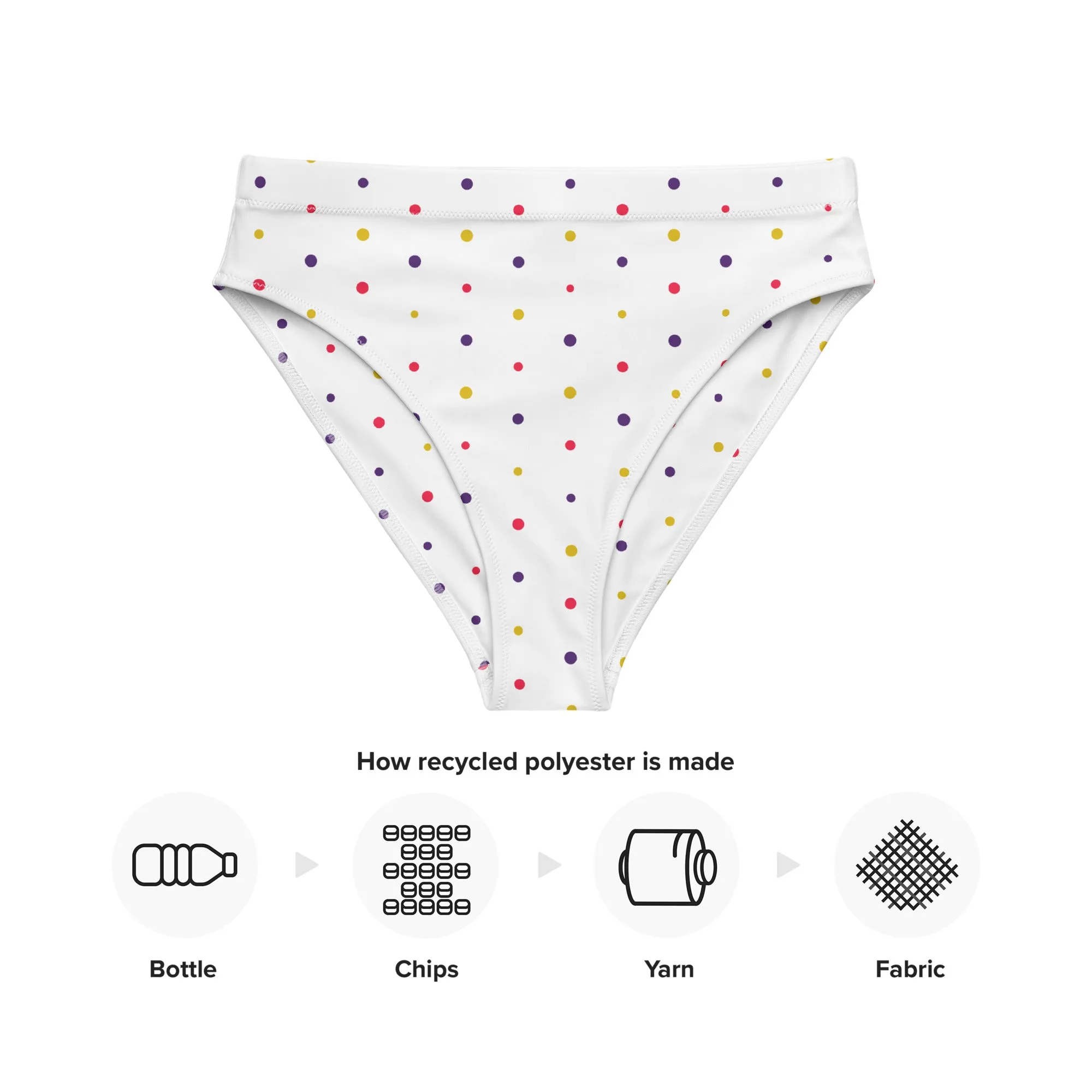 High Waisted Bikini Bottom - Small Colorful Dots (Glamourange Cheeky High Waisted Bikini Bottom With Graphics)