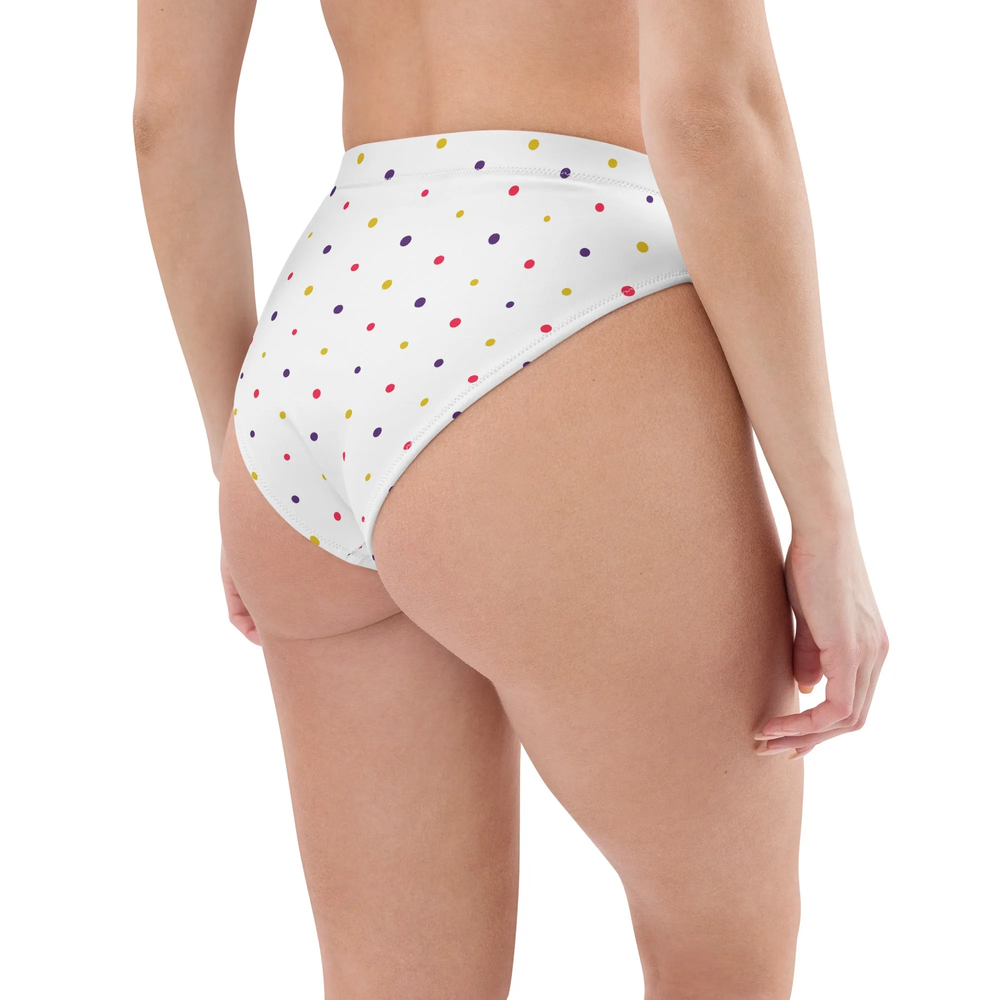 High Waisted Bikini Bottom - Small Colorful Dots (Glamourange Cheeky High Waisted Bikini Bottom With Graphics)