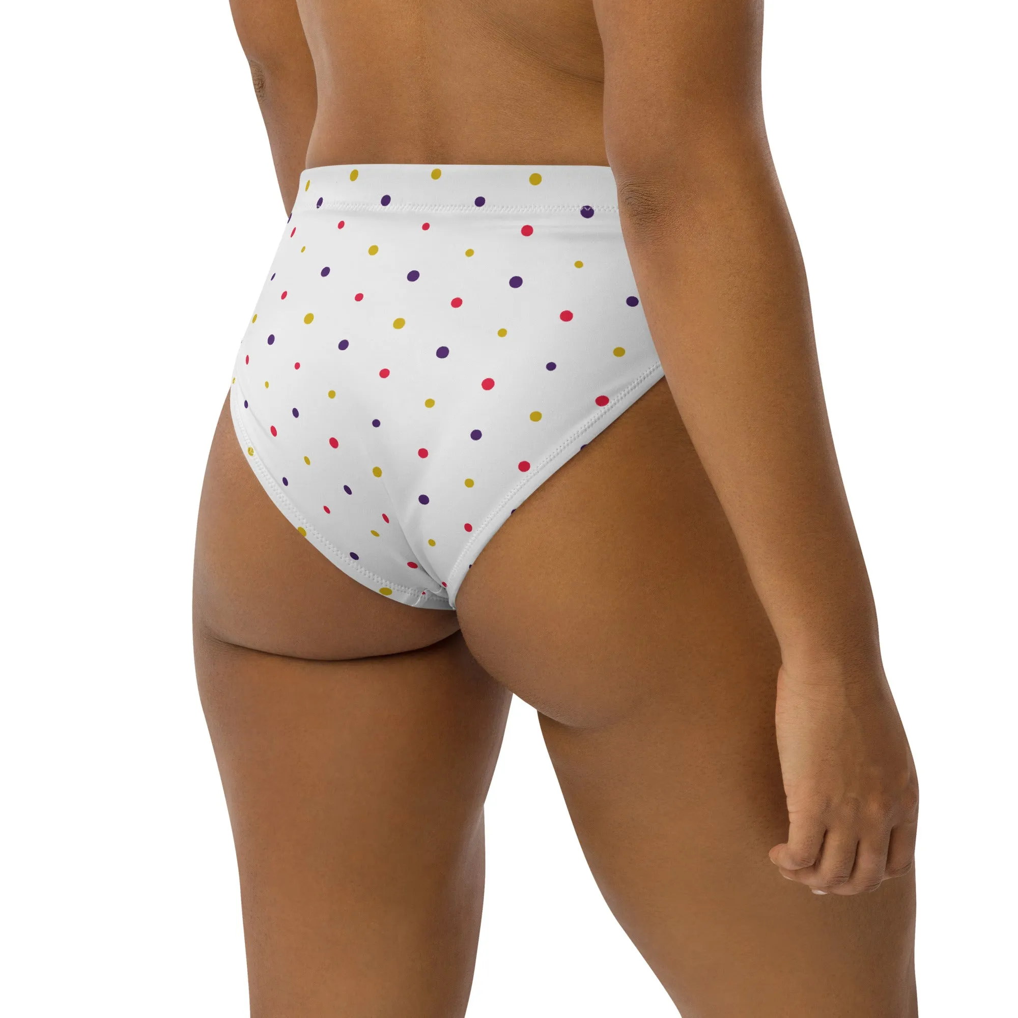 High Waisted Bikini Bottom - Small Colorful Dots (Glamourange Cheeky High Waisted Bikini Bottom With Graphics)