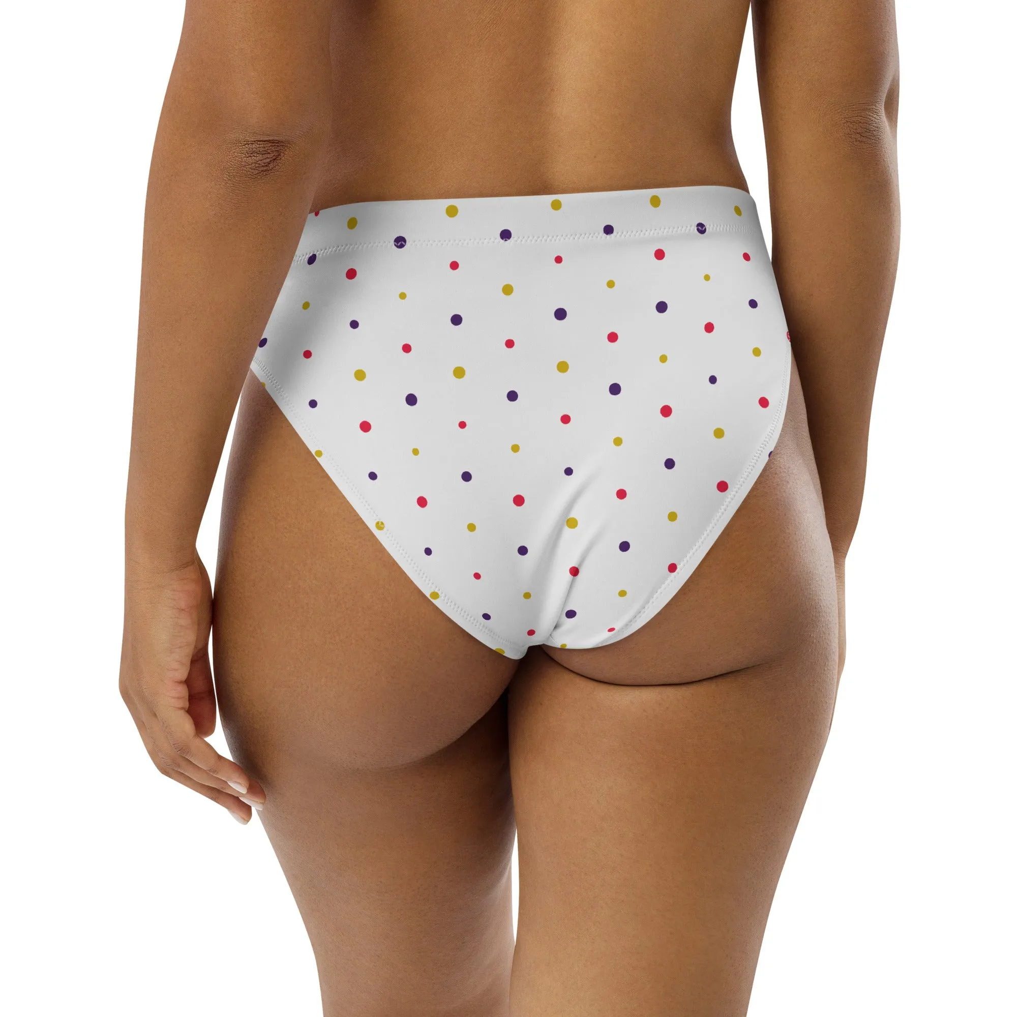 High Waisted Bikini Bottom - Small Colorful Dots (Glamourange Cheeky High Waisted Bikini Bottom With Graphics)