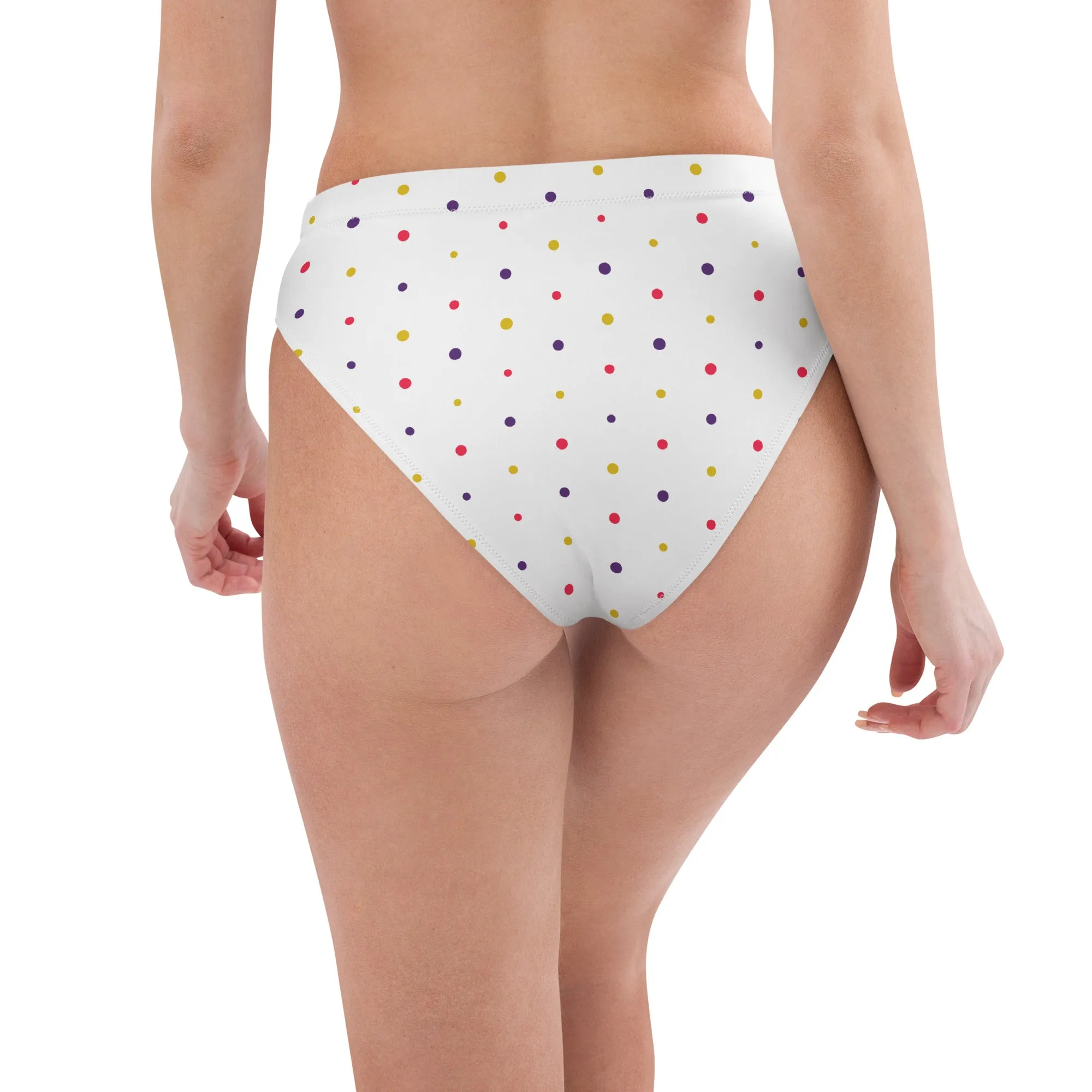 High Waisted Bikini Bottom - Small Colorful Dots (Glamourange Cheeky High Waisted Bikini Bottom With Graphics)