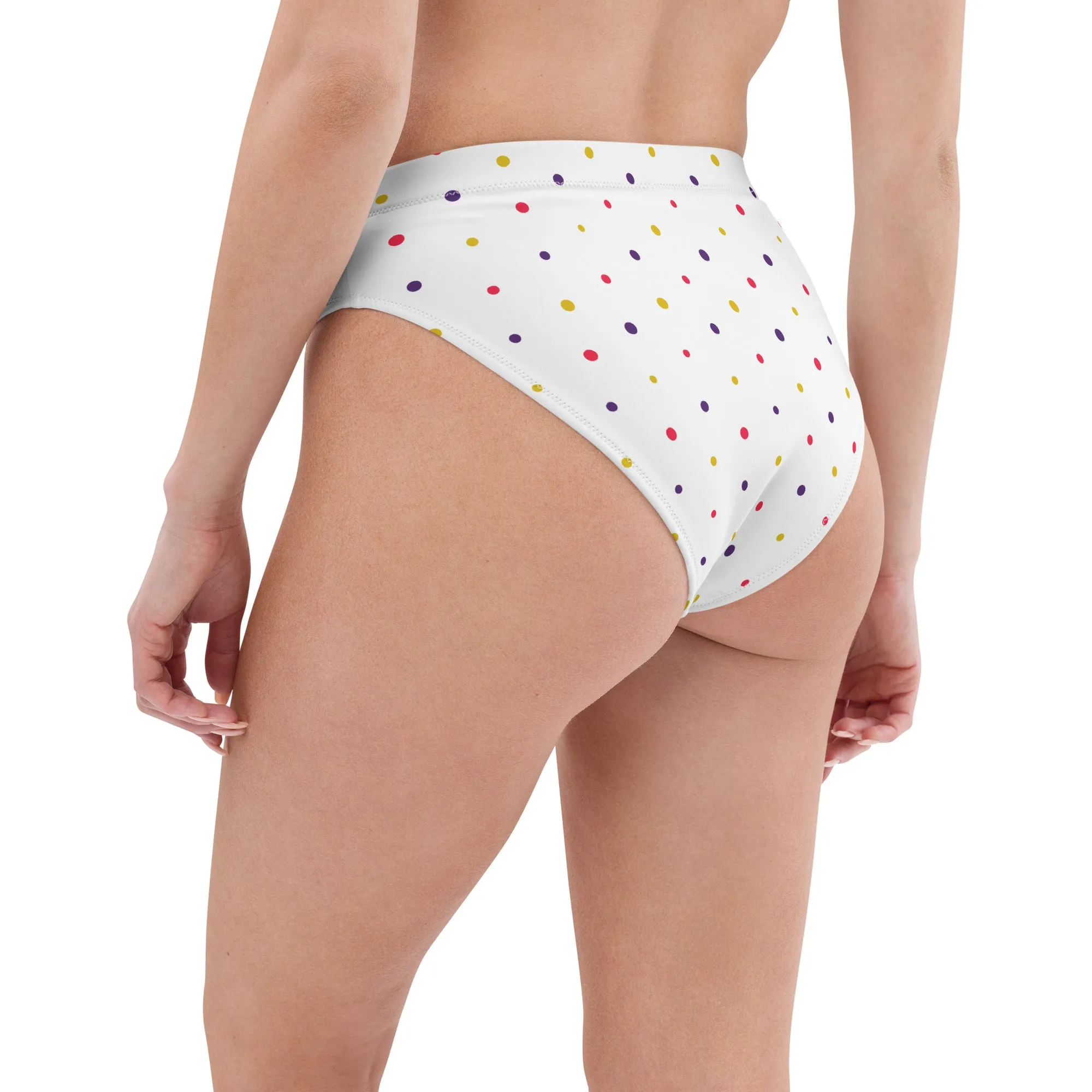 High Waisted Bikini Bottom - Small Colorful Dots (Glamourange Cheeky High Waisted Bikini Bottom With Graphics)