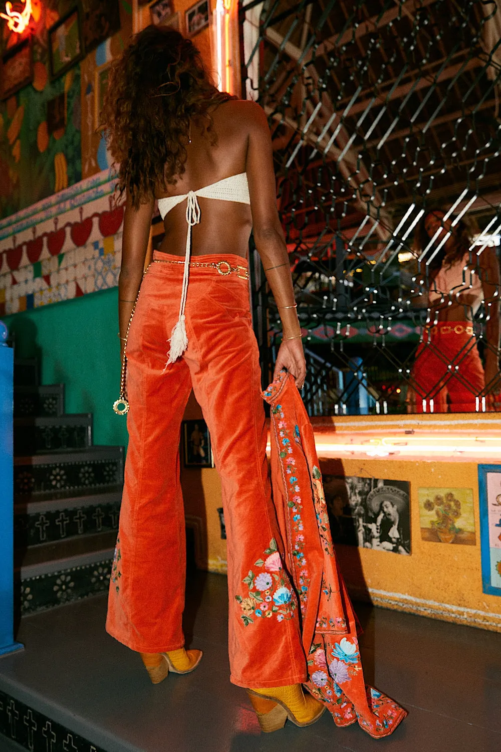 It’s Only Rock’N’Roll Cotton Velvet Embroidered Flares