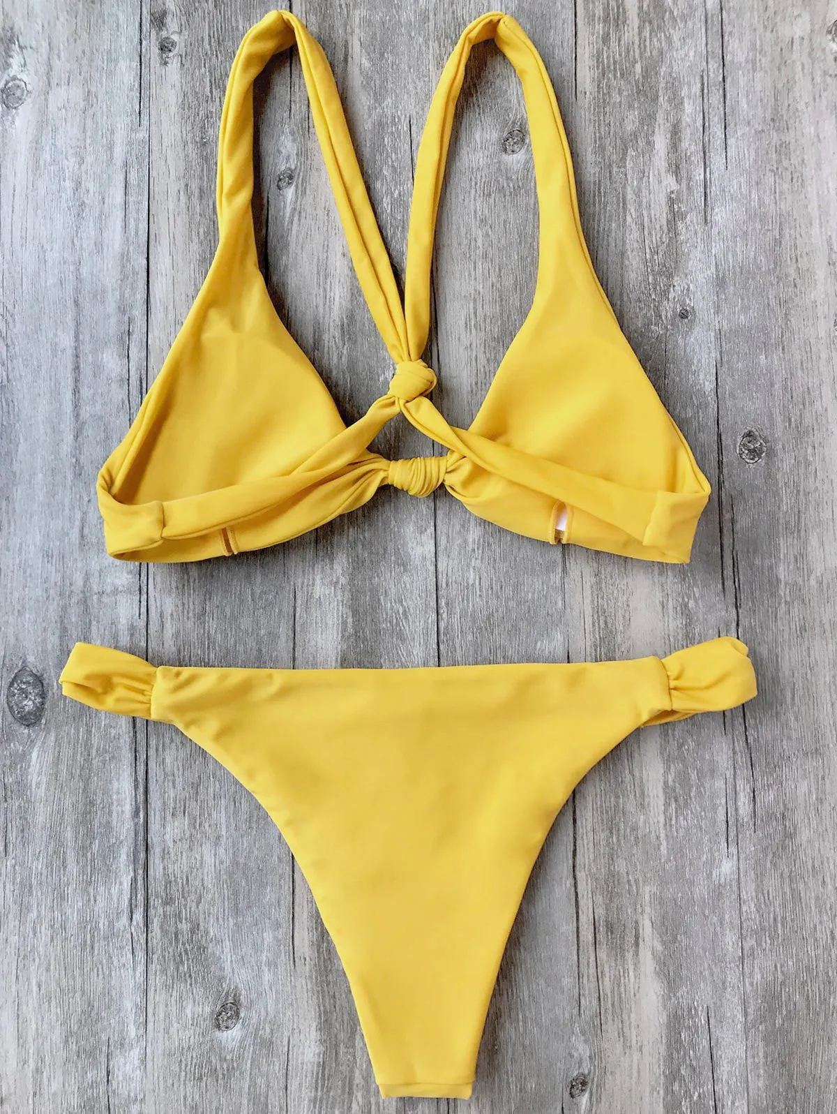 Knotted Padded Scoop Bikini Set