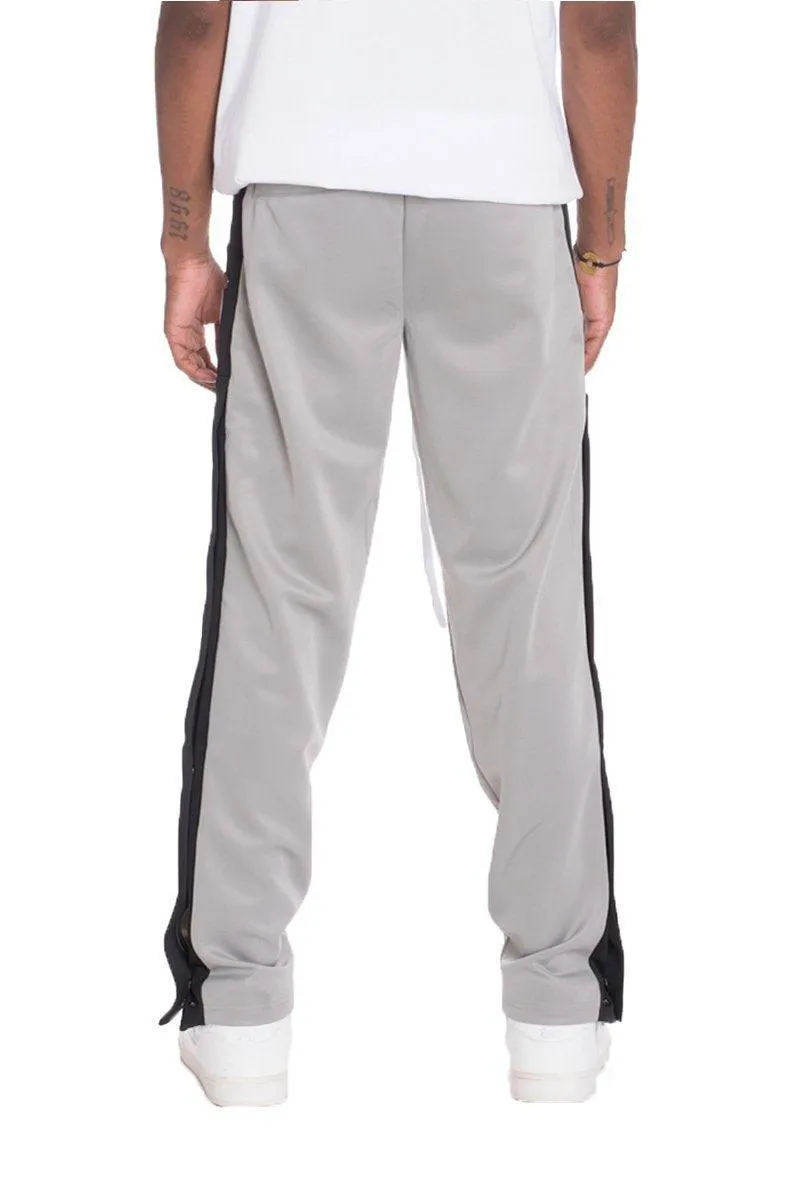 Mens Gray Snap Button Track Pants