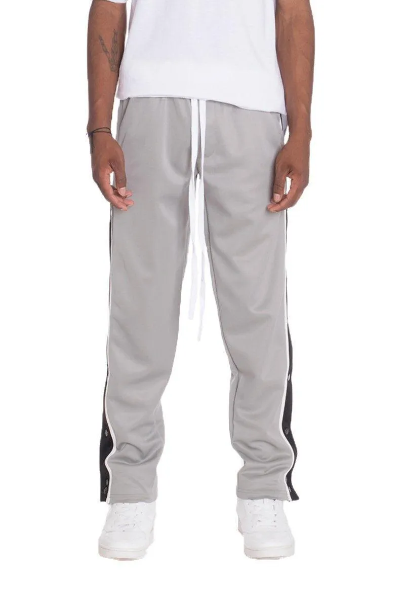 Mens Gray Snap Button Track Pants